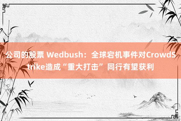 公司的股票 Wedbush：全球宕机事件对CrowdStrike造成“重大打击” 同行有望获利