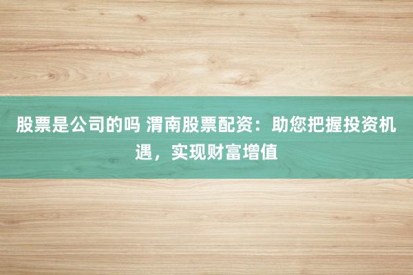 股票是公司的吗 渭南股票配资：助您把握投资机遇，实现财富增值