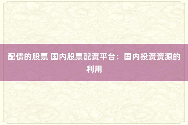 配债的股票 国内股票配资平台：国内投资资源的利用